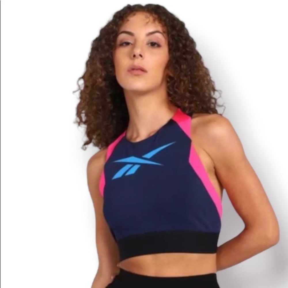 NWT Reebok sports bralette in navy and pink size small!